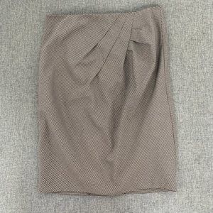 Ellen Tracy‎ Houndstooth Skirt  4 Brown Cream Color Lined Zipper Closure Pleated
